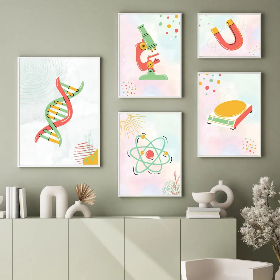 Science Nursery - 1 stuk frameloos canvas schilderij wetenschap