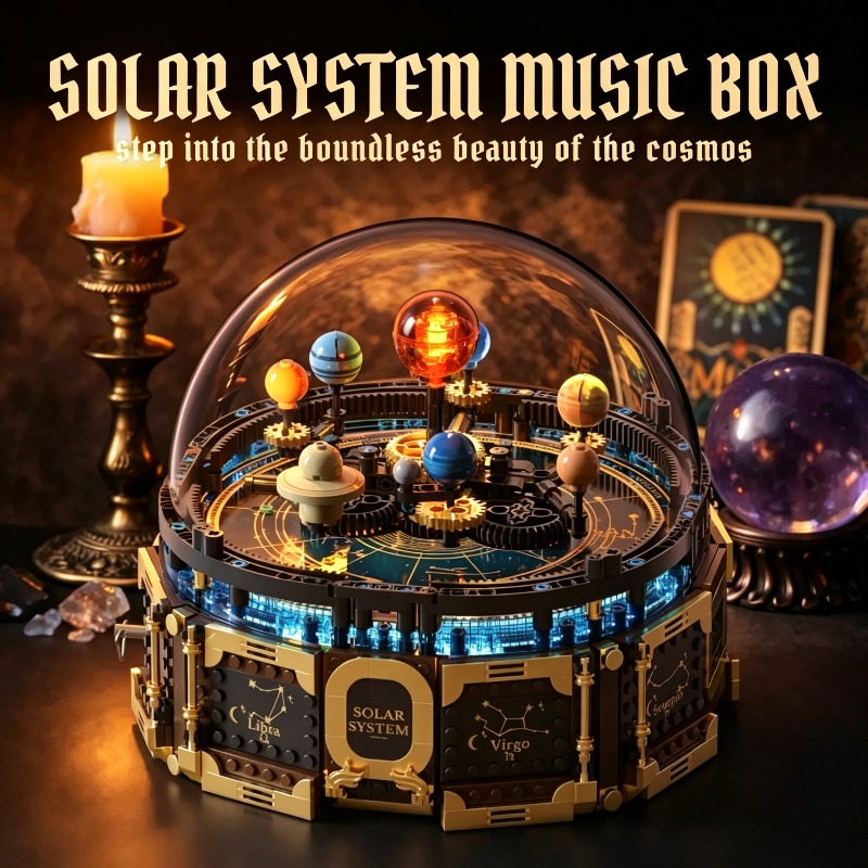 Solar System Orrery - Zonnestelsel Muziekdoos Bouwstenen Set Draaibaar Planetenmodel